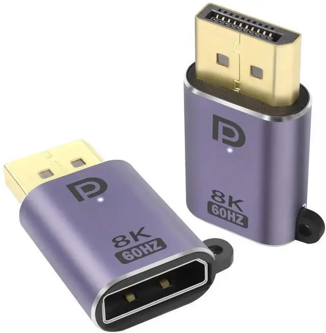 Main image of 2 Pack DP to DP Adapter DP 1.4 Male to Female Connector 8K@60Hz DisplayPort Extender with LED Indicator Hole Design for Laptop Monitor HDTV Home Theater