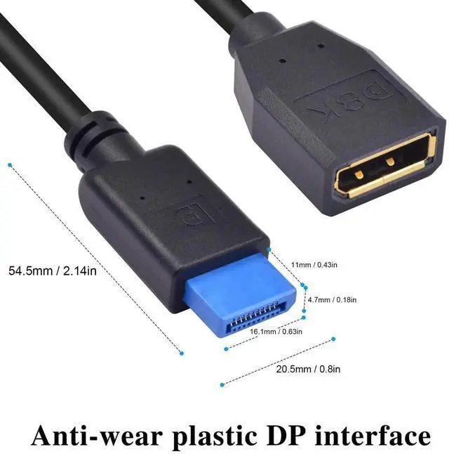 Alt view image 2 of 7 - 1FT 8K DisplayPort 1.4 Extension Cable 32.4Gbps DP Male to Female Extender Anti-Wear Plastic for PC Monitor Industrial Equipment Testing