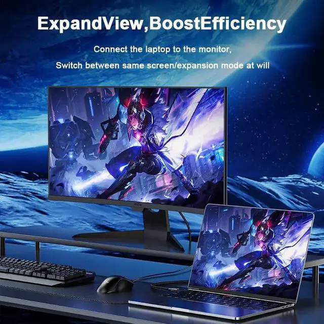 Alt view image 4 of 7 - 6.6FT Bi-Directional Mini DisplayPort to DisplayPort 2.1 Cable 80Gbps 16K@60Hz 8K@120Hz HDR Thunderbolt 2 G-Sync Compatible for MacBook Gaming Laptop Monitor