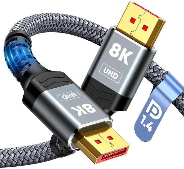 Main image of 6.6FT Braided Grey DisplayPort 1.4 Cable 32.4Gbps 8K@60Hz 4K@144Hz 2K@240Hz HDR HDCP2.2 FreeSync G-Sync Video Cable for GPU PC Gaming Monitor
