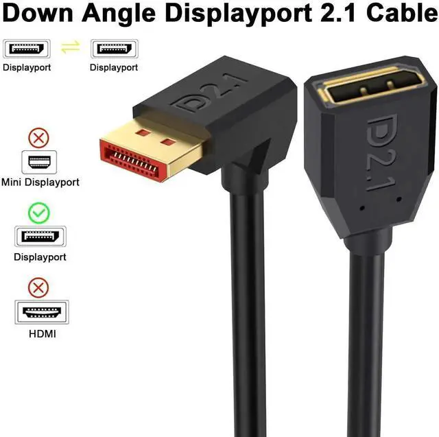 Alt view image 5 of 7 - 1.5FT 90 Degree Down Angle DisplayPort 2.1 Extension Cable 54Gbps Male to Female DP Cord 16K@30Hz 8K@120Hz 4K@240Hz HDR HDCP Gaming Cable for Monitor TV Graphics Card