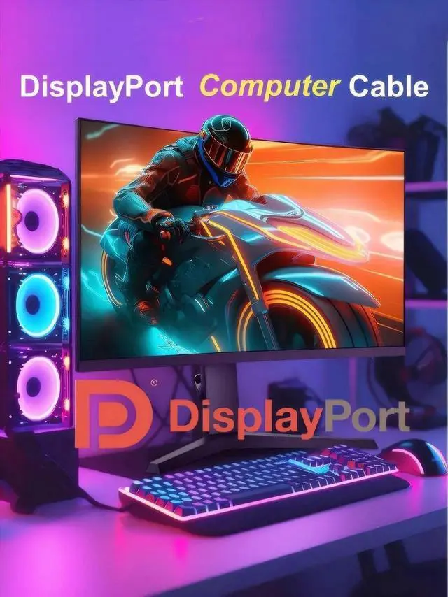 Alt view image 5 of 7 - 25FT Nylon Braided DisplayPort 2.1 Cable 54Gbps UHBR Certified 10K 8K@120Hz 4K@240Hz HDCP2.3 FreeSync G-Sync High Speed Gaming DP Cable for RTX5090 PC Monitor Projector