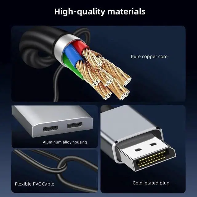 Alt view image 6 of 7 - DisplayPort to Dual DisplayPort Adapter 1 in 2 Out MST DP Splitter 4K@60Hz Extended Display Converter DP Female Port Compatible with PC Graphics Card NVIDIA AMD
