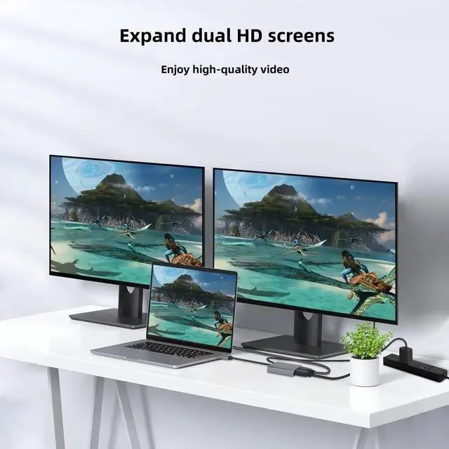 Alt view image 3 of 7 - DisplayPort to Dual DisplayPort Adapter 1 in 2 Out MST DP Splitter 4K@60Hz Extended Display Converter DP Female Port Compatible with PC Graphics Card NVIDIA AMD