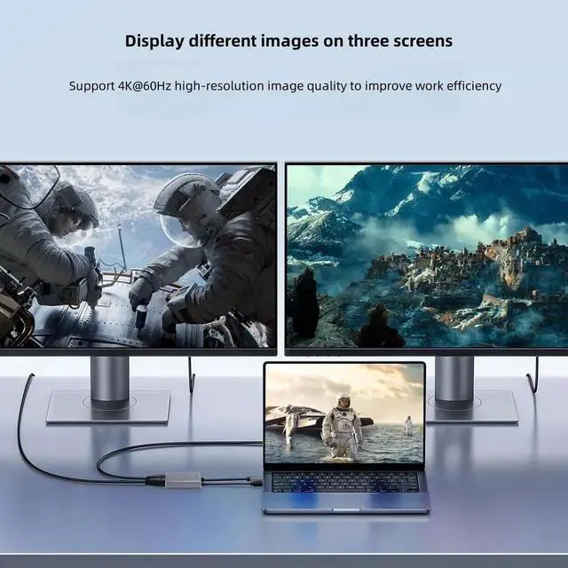 Alt view image 7 of 7 - DisplayPort to Dual DisplayPort Adapter 1 in 2 Out MST DP Splitter 4K@60Hz Extended Display Converter DP Female Port Compatible with PC Graphics Card NVIDIA AMD