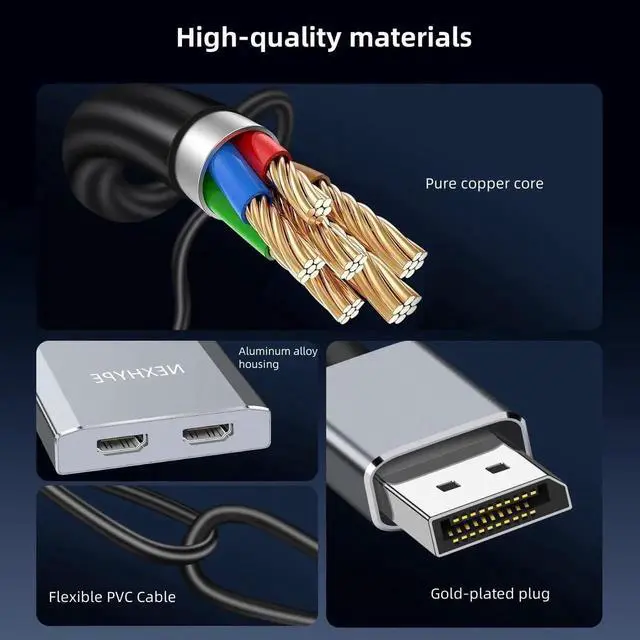 Alt view image 5 of 7 - DisplayPort to Dual HDMI Adapter, 4K@60Hz MST DP to HDMI Splitter 1 in 2 Out Extended Display Converter Compatible with NVIDIA AMD Graphics Card Dual Monitor Setup