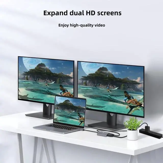 Alt view image 6 of 7 - DisplayPort to Dual HDMI Adapter, 4K@60Hz MST DP to HDMI Splitter 1 in 2 Out Extended Display Converter Compatible with NVIDIA AMD Graphics Card Dual Monitor Setup