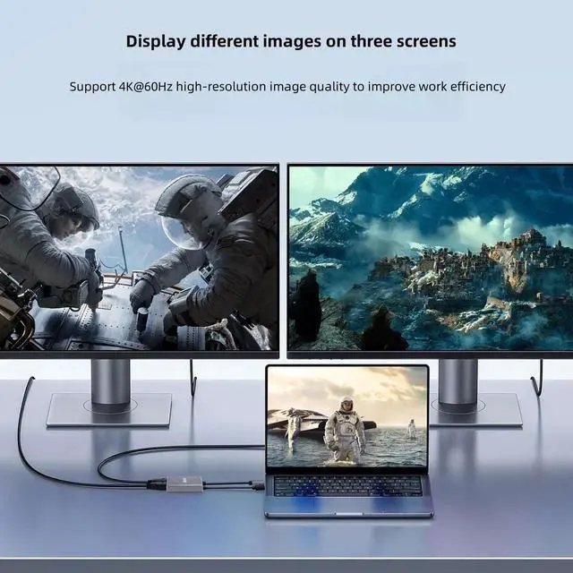 Alt view image 7 of 7 - DisplayPort to Dual HDMI Adapter, 4K@60Hz MST DP to HDMI Splitter 1 in 2 Out Extended Display Converter Compatible with NVIDIA AMD Graphics Card Dual Monitor Setup