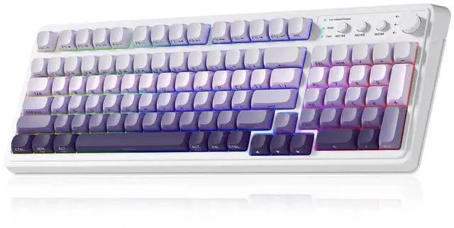 Main image of S99 Tri-Mode Wireless Gaming Keyboard, Bluetooth 2.4G USB-C Creamy Keyboard with Numpad, RGB Backlit Media Knob Programmable Cute Keyboard Gradient Purple for PC MAC Xbox Gamers