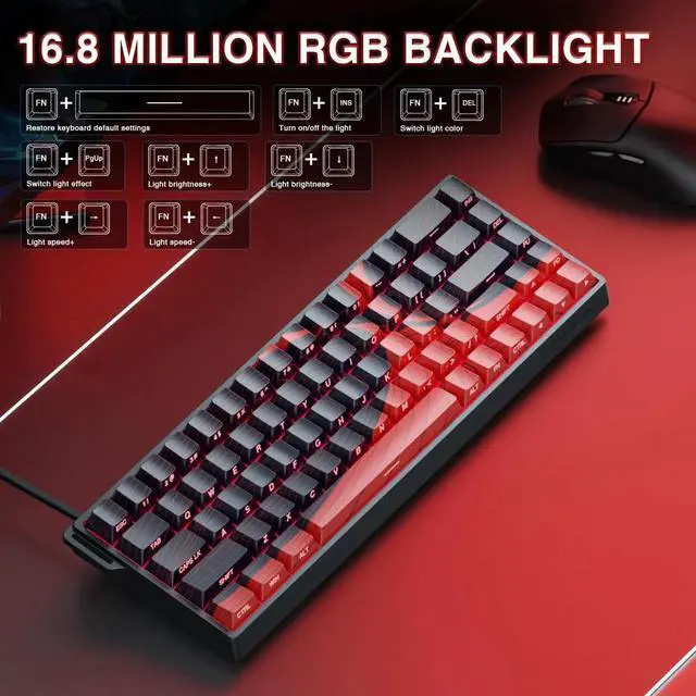 Alt view image 6 of 7 - WIN68 HE MAX 60% Compact Wired Hall Effect Gaming Keyboard, Magnetic Switch Keyboard Adjustable Actuation Fast Trigger 8KHz Polling Rate RGB Backlit Mechanical Keyboard