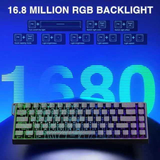 Alt view image 3 of 7 - WIN68 HE 60% Wired Hall Effect Gaming Keyboard, Magnetic Switch Keyboard Adjustable Actuation Fast Trigger, 8000Hz Polling Rate RGB Backlit Compact Mechanical Keyboard for PC Laptop Gamers