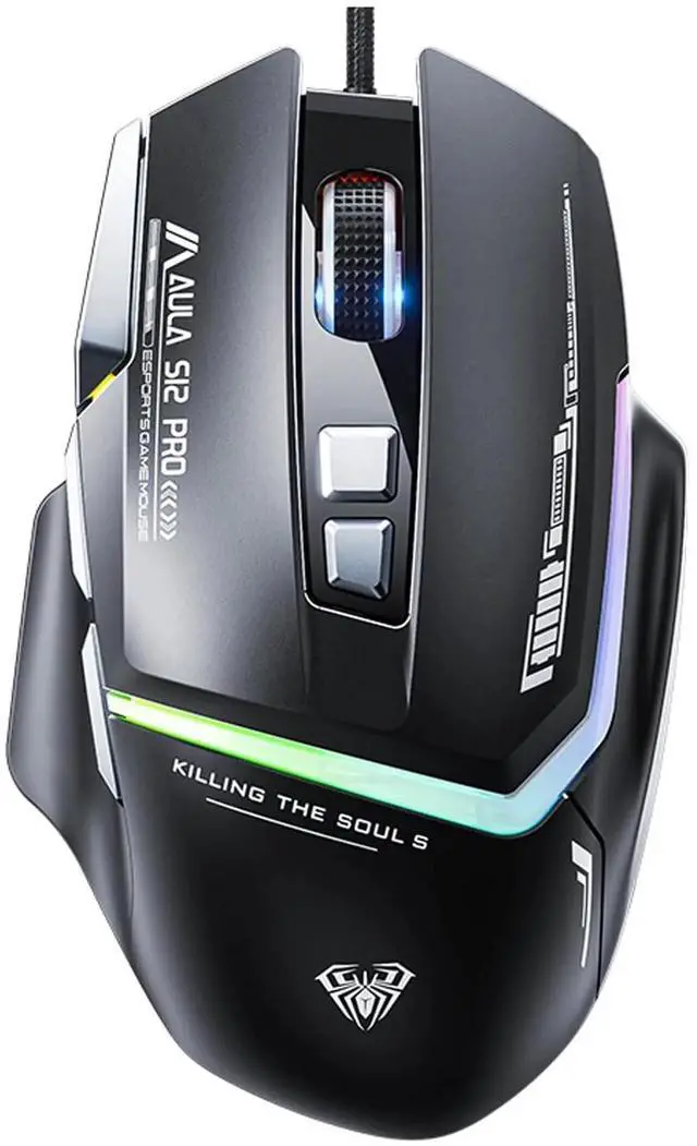 Alt view image 2 of 7 - Wired Mechanical Keyboard and Mouse Combo, F2088 White Typewriter Style Keyboard with Blue Switches + S12PRO RGB Black Gaming Mouse Set for PC Gaming Office