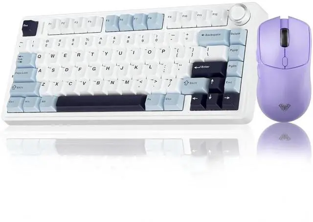 Main image of F75 Hot Swappable Wireless Mechanical Keyboard Mouse Combo, Custom Gaming Keyboard + SC580X Light Purple Wireless Gaming Mouse Set