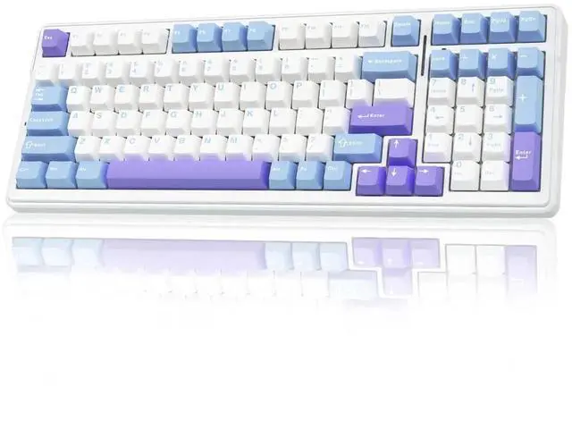 Alt view image 7 of 7 - F99 Hot Swappable Wireless Mechanical Keyboard Mouse Combo, Full Size Custom Keyboard + SC580 White Wireless Gaming Mouse Set