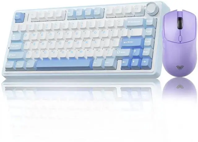Main image of 75% Gasket Hot Swappable Wireless Keyboard Mouse Combo, F75 Mechanical Keyboard + SC580X Light Purple Wireless Gaming Mouse Set