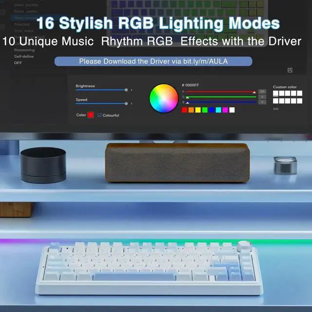 Alt view image 6 of 7 - 75% Gasket Hot Swappable Wireless Keyboard Mouse Combo, F75 Mechanical Keyboard + SC580 White Wireless Gaming Mouse Set