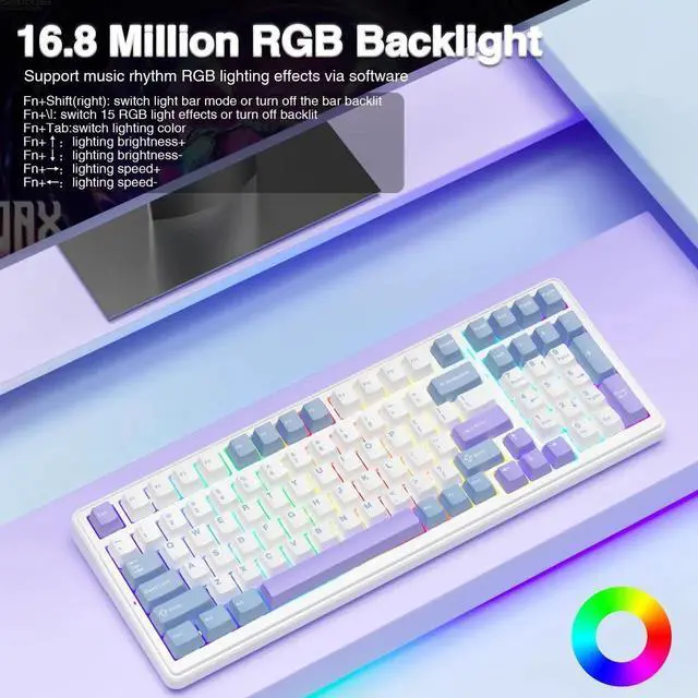 Alt view image 2 of 7 - F99 Tri-Mode Wireless Mechanical Keyboard, BT5.0/2.4G/USB-C Hot Swappable Gasket Gaming Keyboard with Pre-lubed Linear Switch RGB Backlit Compatible with PC Tablet Xbox PS4 PS5
