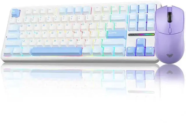 Main image of F87 Wireless Mechanical Keyboard and Mouse Combo, Light Purple Gaming Keyboard Set with SC580X Wireless Gaming Mouse
