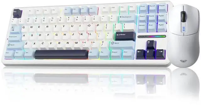 Main image of F87 Wireless Mechanical Keyboard and Mouse Combo, 87 Keys Compact Gaming Keyboard Set with SC580 White Wireless Gaming Mouse