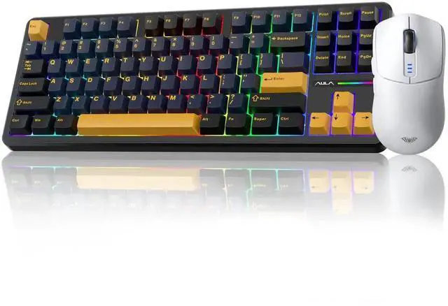 Main image of F87 Wireless Mechanical Keyboard and Mouse Combo, 87 Keys Tenkeyless Gaming Keyboard with SC580 White Wireless Gaming Mouse