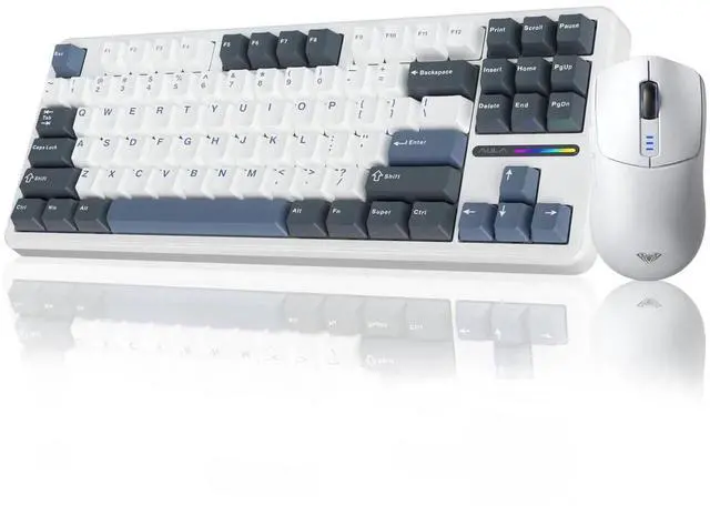 Main image of F87 Tri-mode Wireless Mechanical Keyboard and Mouse Combo, 87 Keys Hot Swappable Gaming Keyboard with SC580 White Wireless Gaming Mouse