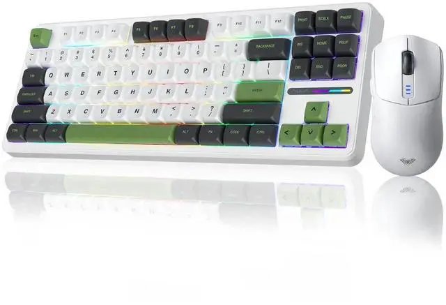 Main image of F87 Wireless Mechanical Keyboard and Mouse Set, 87 Keys Compact Gaming Keyboard Matching SC580 White Wireless Gaming Mouse