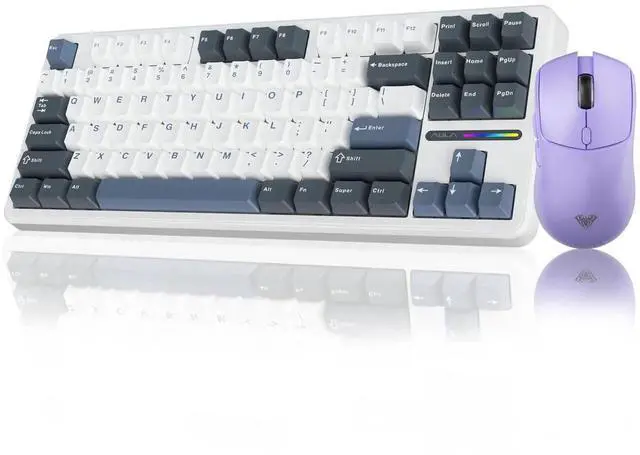 Main image of F87 Wireless Mechanical Keyboard and Mouse Combo, 87 Keys Tenkeyless Gaming Keyboard Set with Light Purple SC580X Wireless Gaming Mouse