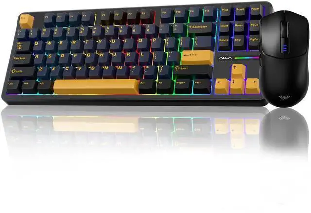 Main image of F87 Wireless Mechanical Keyboard and Mouse Combo, 87 Keys Tenkeyless Keyboard Set with Black SC580 Wireless Gaming Mouse