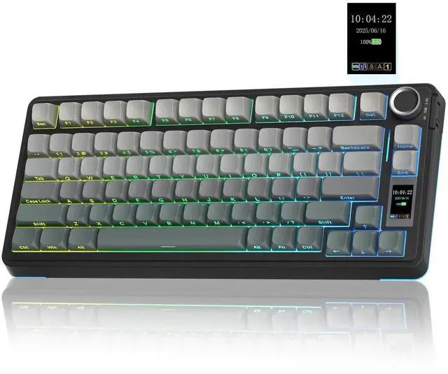Main image of S75 PRO 75% Tri-Mode Wireless Mechanical Keyboard with Screen & Knob, Hot Swappable Gaming Keyboard, Pre-lubed Switches, RGB Backlit, Side Printed PBT Keycaps, Creamy Sound Computer Keyboard