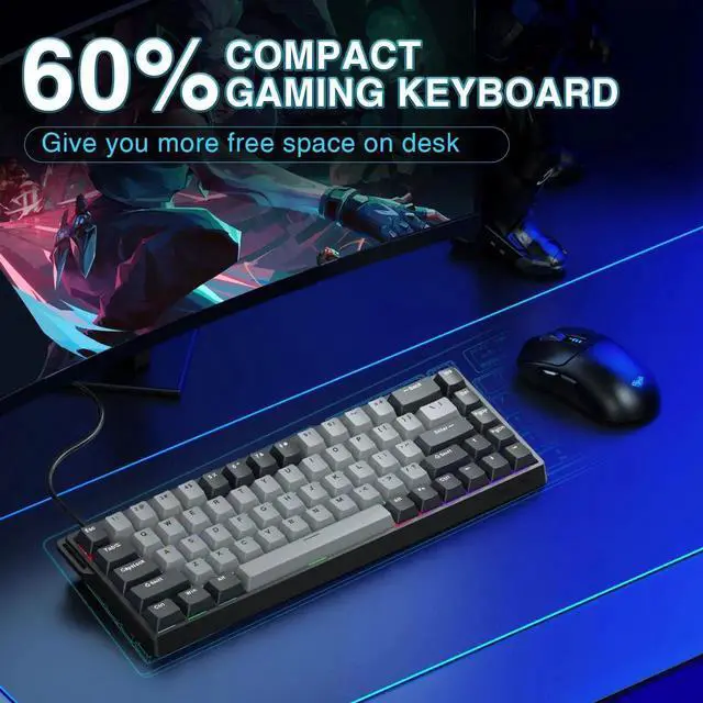 Alt view image 3 of 7 - WIN68 HE PRO 60% Wired Hall Effect Gaming Keyboard, Magnetic Switch Keyboard with Adjustable Actuation, Fast Trigger, 8KHz Polling Rate, RGB Backlit Compact Keyboard