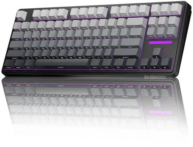 Main image of H87 Tri-Mode Wireless Mechanical Keyboard, 10000mAh Large Battery Gasket Hot Swappable Keyboard, RGB Backlit Side Printed PBT Keycaps BT5.3/2.4G/USB-C Black Grey Gaming Keyboard