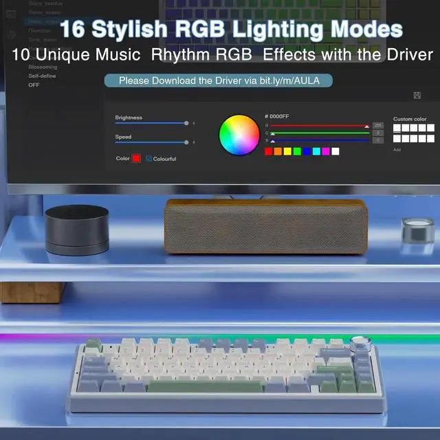 Alt view image 5 of 7 - F75 75% Wireless Mechanical Keyboard, Tri-Mode 2.4G Type-C BT5.0 Hot Swappable Gaming Keyboard, Pre-lubed Reaper Switch RGB Backlit Creamy Typing Keyboard White Green