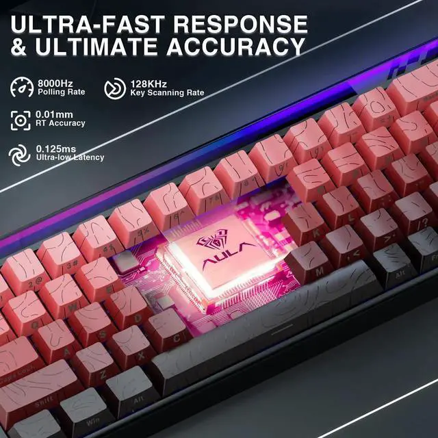 Alt view image 7 of 7 - Hero 68 HE 60% Wired Gaming Keyboard, Hall Effect Magnetic Switch Keyboard, 8K Hz Polling Rate, Side Printed PBT Keycaps, RGB Light Box Custom Software Keyboard for PC Mac