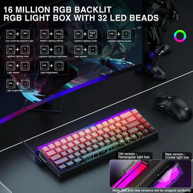 Alt view image 4 of 7 - Hero 68 HE 60% Wired Gaming Keyboard, Hall Effect Magnetic Switch Keyboard, 8K Hz Polling Rate, Side Printed PBT Keycaps, RGB Light Box Custom Software Keyboard for PC Mac