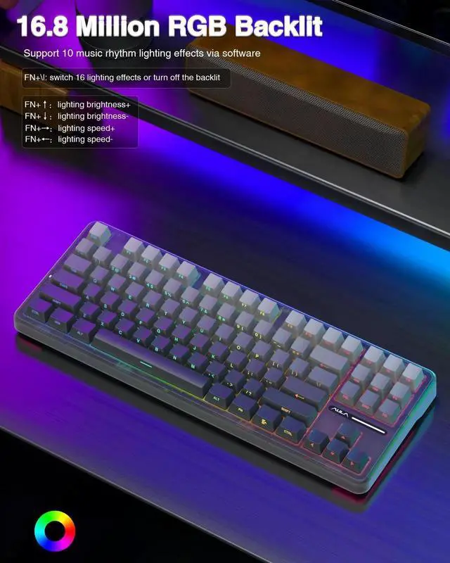 Alt view image 3 of 7 - F87 Pro 75% TKL Wireless Mechanical Keyboard, Tri-Mode BT5.0 2.4G USB-C Hot Swappable Gaming Keyboard, Pre-lubed Switch Side Printed PBT Keycaps RGB Backlit Custom Keyboard