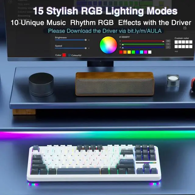 Alt view image 4 of 7 - F87 75% TKL Wireless Mechanical Keyboard, Tri-Mode 2.4G BT5.0 USB-C Hot Swappable Gaming Keyboard, Pre-lubed Greywood Switch RGB Backlit PBT Keycaps Creamy Typing Keyboard