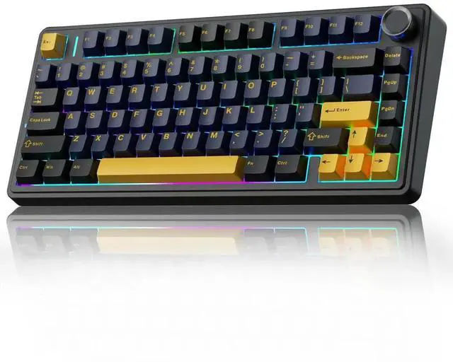 Main image of F75 75% Wireless Mechanical Keyboard, Tri-Mode 2.4G BT5.0 Type-C Hot Swappable Gaming Keyboard, Pre-lubed Greywood Switch RGB Backlit Creamy Typing Keyboard Cool Black