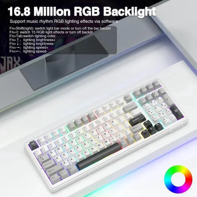 Alt view image 2 of 7 - F99 Wireless Mechanical Keyboard, Tri-Mode BT5.0 2.4G USB-C Hot Swappable Gaming Keyboard, Pre-lubed Linear Switch RGB Backlit Keyboard Compatible with PC Tablet PS Xbox