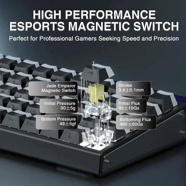 Alt view image 5 of 7 - Hero 68 HE 60% Wired Gaming Keyboard, Hall Effect Magnetic Switch Keyboard, 8KHz Polling Rate, Side Printed PBT Keycaps, RGB Light Box Custom Software Keyboard for PC Mac