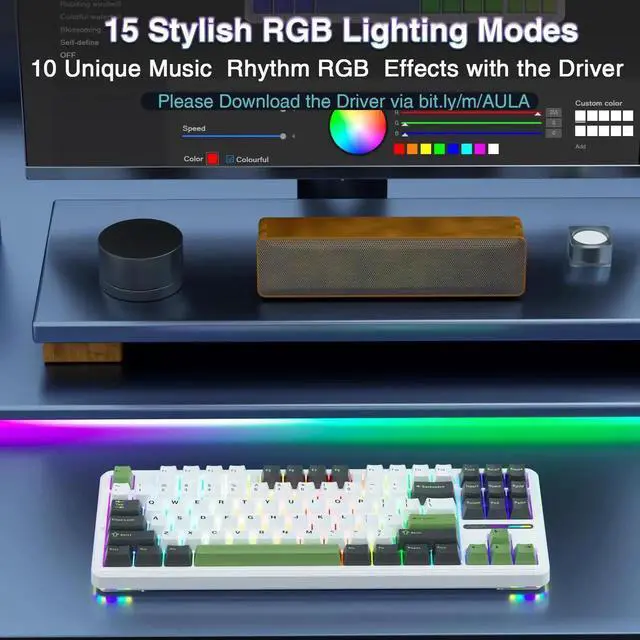 Alt view image 4 of 7 - F87 75% TKL Wireless Mechanical Keyboard, Tri-Mode 2.4G BT5.0 USB-C Hot Swappable Gaming Keyboard, Pre-lubed Greywood Switch PBT Keycaps RGB Backlit Creamy Typing Keyboard