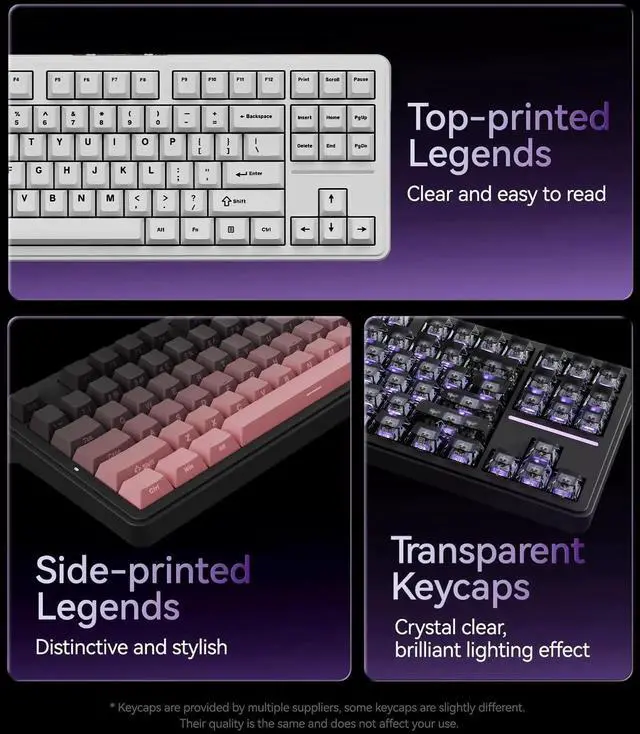Alt view image 3 of 7 - A87 Pro 87 Keys TKL Wireless Mechanical Keyboard, Gasket Mount Hot Swappable Tri-Mode Keyboard, Spider Web RGB Backlit Gaming Keyboard