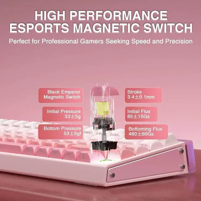 Alt view image 7 of 7 - Vszer Hero 68 HE 60% Wired Gaming Keyboard Hall Effect Magnetic Switch Adjustable Actuation Fast Trigger 8KHz Polling Rate 0.125ms Low Latency RGB Side Printed PBT Keycaps