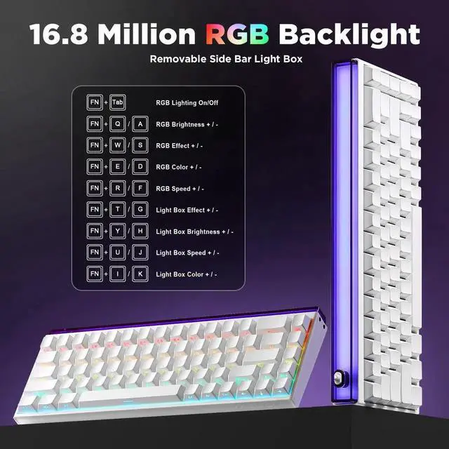 Alt view image 7 of 7 - Mad Nano 68 60% Wired Mechanical Keyboard Hall Effect Magnetic Switch Rapid Trigger 8KHz Polling Rate QMK Programmable RGB Side Printed PBT Keycaps Gaming Keyboard for Windows Mac