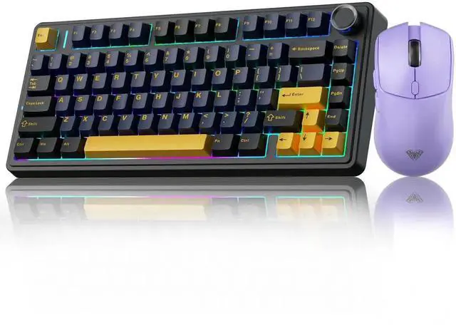Main image of 75% Wireless Mechanical Keyboard Mouse Combo Gasket Hot Swappable Custom Keyboard + SC580X Wireless Gaming Mouse Light Purple Gaming Set