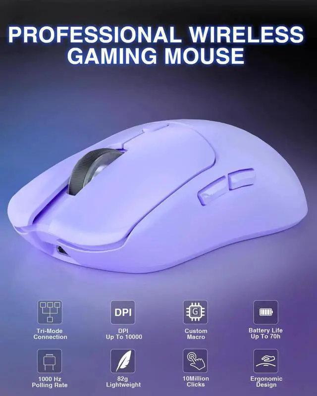 Alt view image 7 of 7 - 75% Wireless Mechanical Keyboard Mouse Combo Gasket Hot Swappable Custom Keyboard + SC580X Wireless Gaming Mouse Light Purple Gaming Set