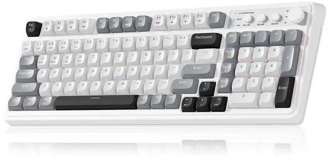 Main image of Vszer 99 Tri-Mode Wireless Mechanical Keyboard BT5.0 2.4G USB-C With Numpad Media Knob Programmable RGB Creamy Gaming Keyboard Grey