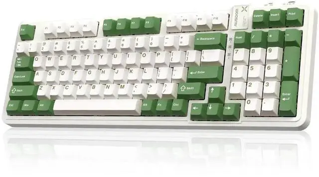 Main image of 98Pro Tri-Mode Silent Wireless Mechanical Keyboard Gasket Structure Hot Swappable Pre-lubed Tactile Switch RGB Backlit Gaming Keyboard Green White