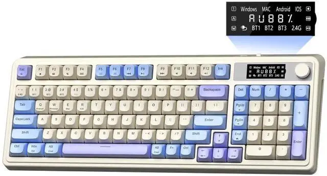 Main image of S99 Pro Tri-Mode Wireless Gaming Keyboard With Smart Display Media Knob Numpad Creamy Typing RGB Backlit Custom Keyboard Purple Compatible with Mac Xbox PC