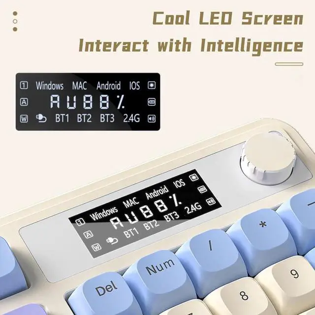 Alt view image 6 of 7 - S99 Pro Tri-Mode Wireless Gaming Keyboard With Smart Display Media Knob Numpad Creamy Typing RGB Backlit Custom Keyboard Purple Compatible with Mac Xbox PC