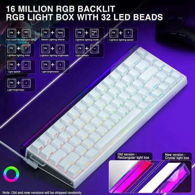 Alt view image 3 of 7 - Hero 68 HE 60% Wired Gaming Keyboard Hall Effect Magnetic Switch Adjustable Actuation Fast Trigger 8KHz Polling Rate 0.125ms Low Latency Side Printed PBT Keycaps RGB Keyboard